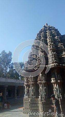 Ancient Indian Temple architecture and stone carving Editorial Stock Photo