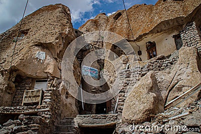 Ancient Iranian cave village in the rocks of Kandovan. The legacy of Persia. Stock Photo