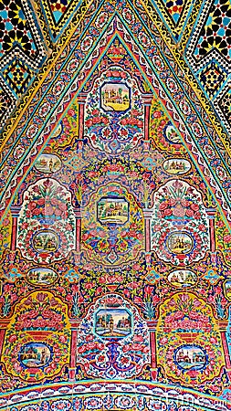 Ancient Iranian Style Tile Paintings Stock Photo