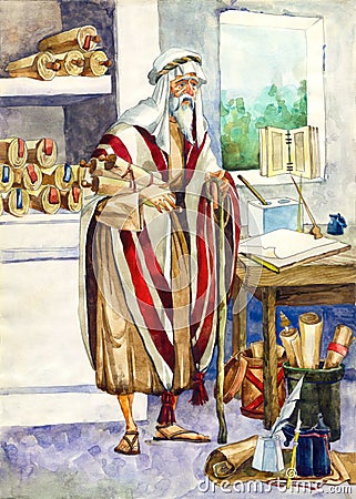 Ancient Israel. Scribe Cartoon Illustration