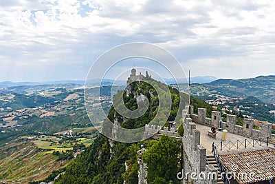 Ancient Italian Castle on Top of the World Stock Photo