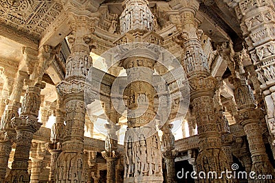 Ancient Jain temple at Ranakpur Stock Photo