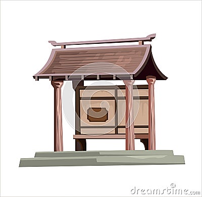 Ancient japan culture objects japanese japanese alcove, canopy, small architectural form, stopping place.Japan vector Vector Illustration