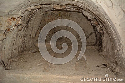 Ancient Jewish rock burials in Israel with cave paintings and Jewish symbols Stock Photo