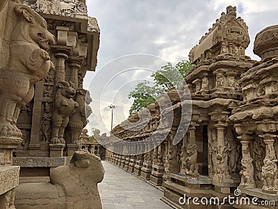 Ancient kailasanathar temple in Kancheepuram, Tamil Nadu Stock Photo