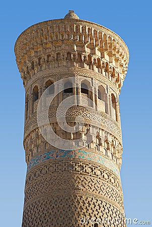 Ancient Kalyan Minaret in Bukhara Stock Photo