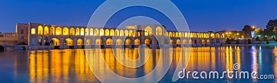 Ancient Khaju Bridge, Pol-e Khaju, in Isfahan, Iran Editorial Stock Photo