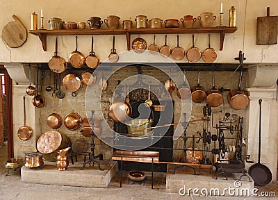 The Ancient Kitchen at Chateau de Pommard winery in France Editorial Stock Photo