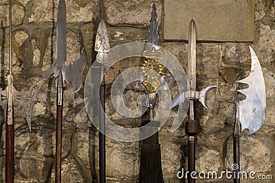 Ancient knightly spears Stock Photo