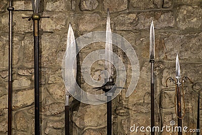 Ancient knightly spears Stock Photo