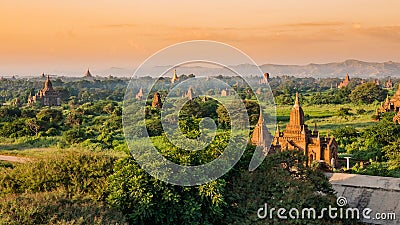 Ancient Land of Bagan view from the top of Shwesandaw Pagoda Stock Photo