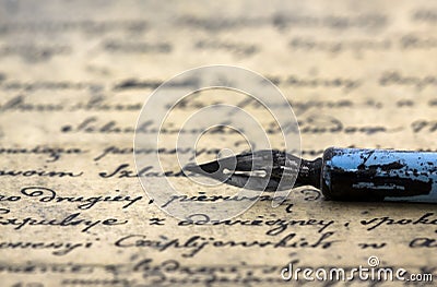 Ancient letter and pen Stock Photo