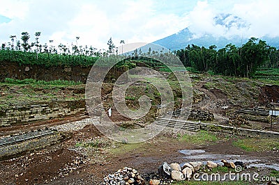 Ancient Liyangan Temple, Central Java, Indonesia Editorial Stock Photo