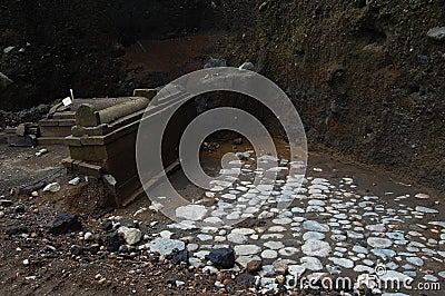 Ancient Liyangan Temple, Central Java, Indonesia Editorial Stock Photo