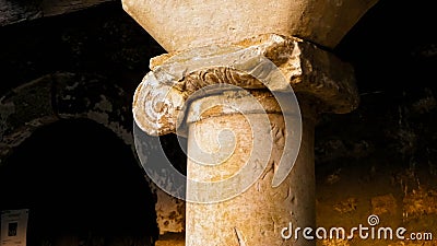 Ancient lonic column. Ochrid City, Macedonia Stock Photo