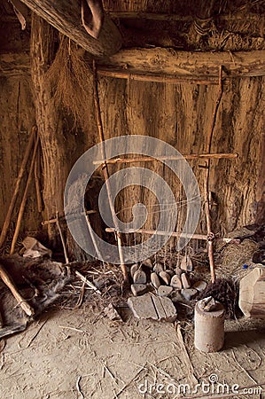 Ancient loom of the Bronze Age Stock Photo