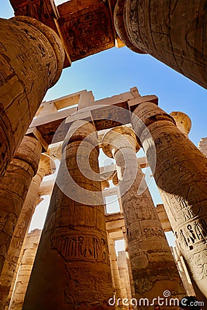 Ancient Luxor Temple in Egypt, Columns Editorial Stock Photo