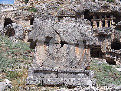 Ancient Lycian rock tombs Stock Photo