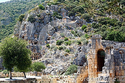 Ancient lycian tombs Stock Photo