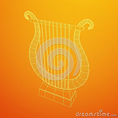 Ancient lyre or harp musical instrument Cartoon Illustration