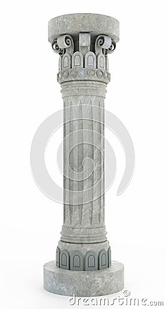 Ancient marble column antiquities 3d render pillar illustration on white background Cartoon Illustration