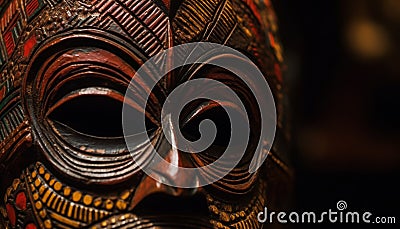 Ancient mask of indigenous culture, a beautiful souvenir from Africa generated by AI Stock Photo