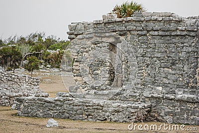 Ancient Mayan Architecture and Ruins located in Tulum, Mexico of Stock Photo