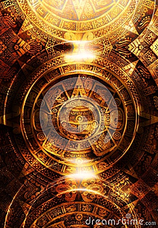 Ancient Mayan Calendar, abstract color Background Stock Photo