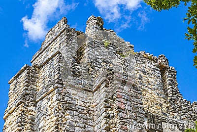 Ancient Mayan site with temple ruins pyramids artifacts Muyil Mexico Stock Photo