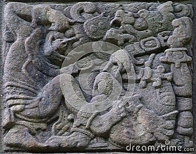 Ancient Mayan stone reliefs Stock Photo
