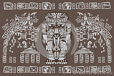 Ancient Mayan symbols Vector Illustration