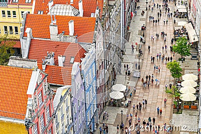 Historical street in Gdansk, tourist route Editorial Stock Photo