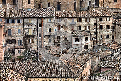 Ancient medieval houses in Urbino Stock Photo