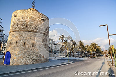 Ancient medieval tower, town of Vilanova i la Geltru,Catalonia, Editorial Stock Photo