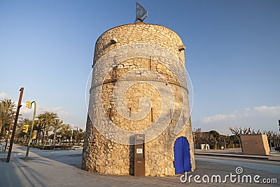Ancient medieval tower, town of Vilanova i la Geltru,Catalonia, Editorial Stock Photo