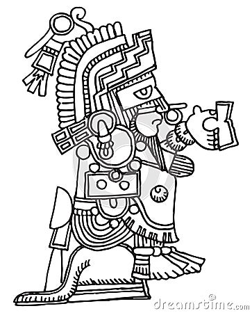 Ancient Mexican tattoo. Set of Aztec labels and elements. Vector set illustration template tattoo. Cartoon Illustration