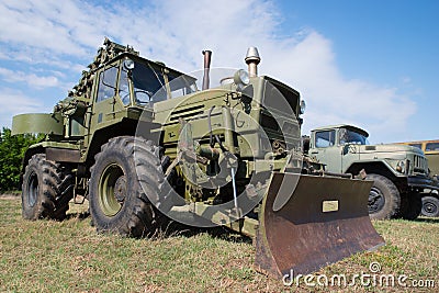 Ancient military engineering. Armored bulldozer Stock Photo