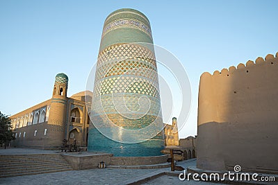 Ancient minaret Kalta Minor. Khiva, Uzbekistan Editorial Stock Photo