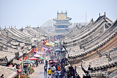 Ancient Ming-Qing Street at Pingyao Ancient City, China Editorial Stock Photo