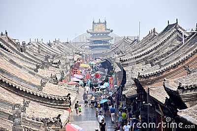 Ancient Ming-Qing Street at Pingyao Ancient City, China Editorial Stock Photo