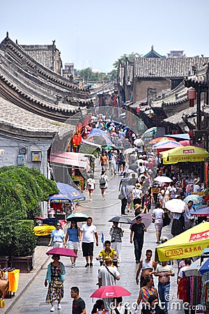 Ancient Ming-Qing Street at Pingyao Ancient City, China Editorial Stock Photo