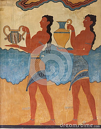 Ancient minoan fresco from Knossos, Crete Stock Photo