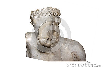 Minotaur Head Sculpture Isolated Photo Stock Photo