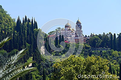 Ancient monastery in the city New Athos Stock Photo