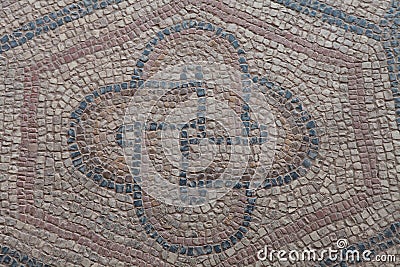 Ancient Mosaic in Antandrus Ancient City, Turkey. Stock Photo