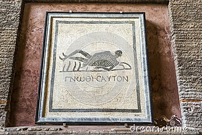 Ancient mosaic in baths of Diocletian in Rome. Italy Editorial Stock Photo