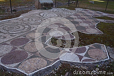 Ancient mosaics in the ruins of Caracalla thermes in Rome Stock Photo