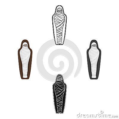 Ancient mummy icon in cartoon,black style isolated on white background. Ancient Egypt symbol stock vector illustration. Vector Illustration