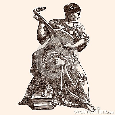 An ancient musician Vector Illustration