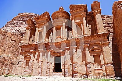 Ancient Nabataean `Ad Deir-The Monastery` on in The Lost City of Petra, Jordan Stock Photo